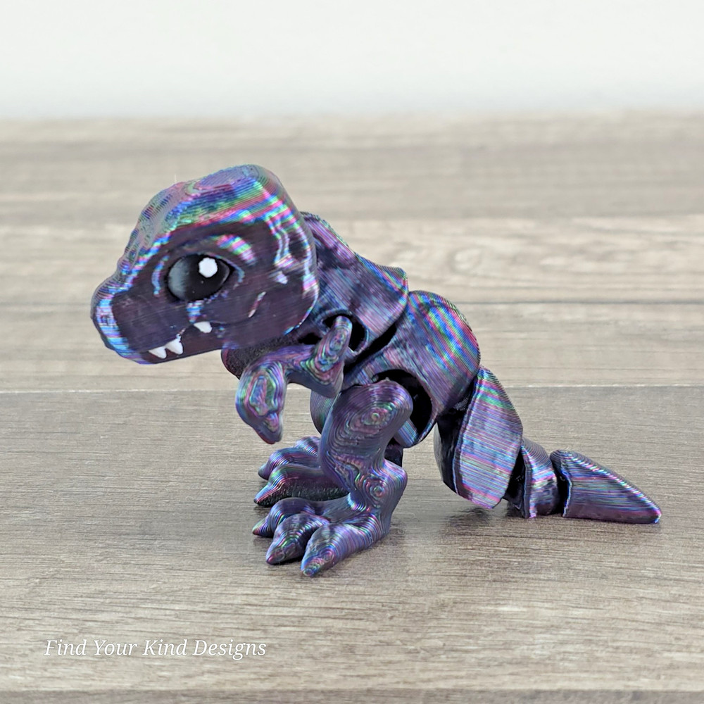 Tiny T-Rex 3D Printed Articulated Flexi Fidget 3.5" Toy Desk Pet