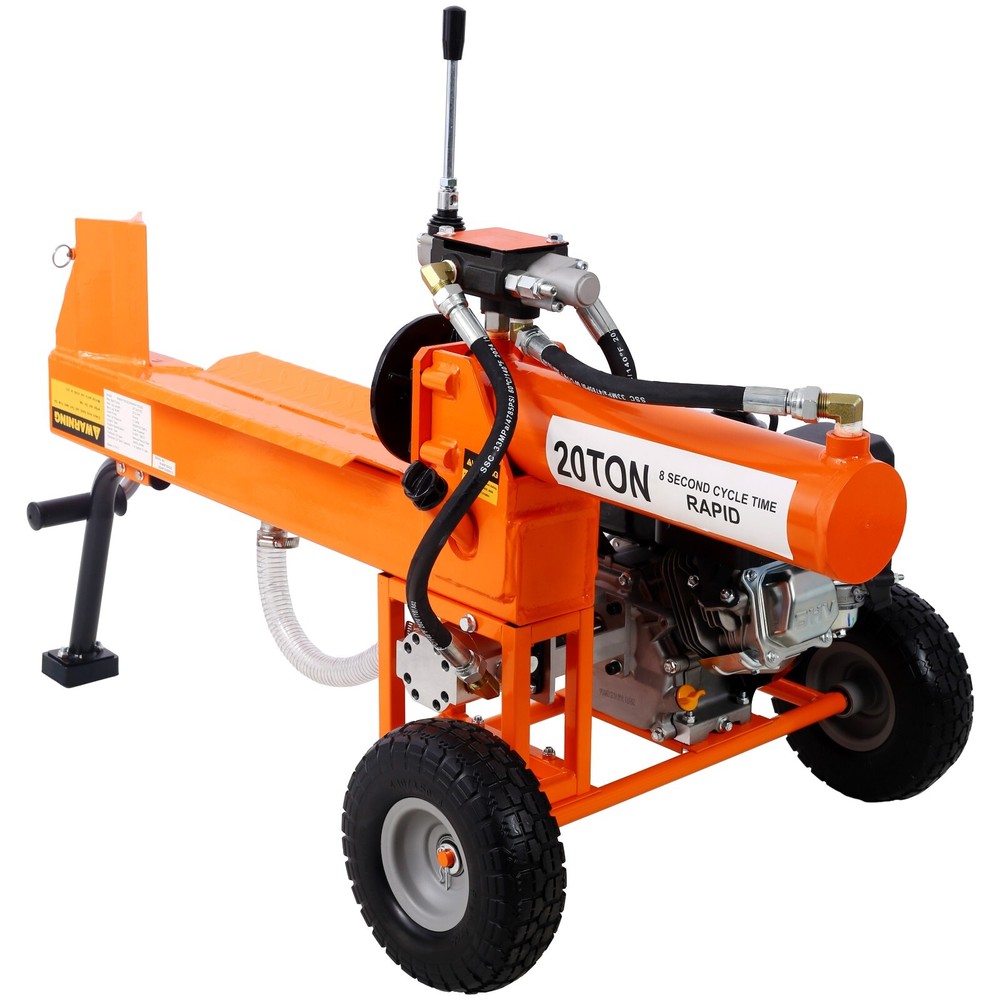Log Splitter Portable 20 Ton Auto Return Ram System 7HP Engine, Orange