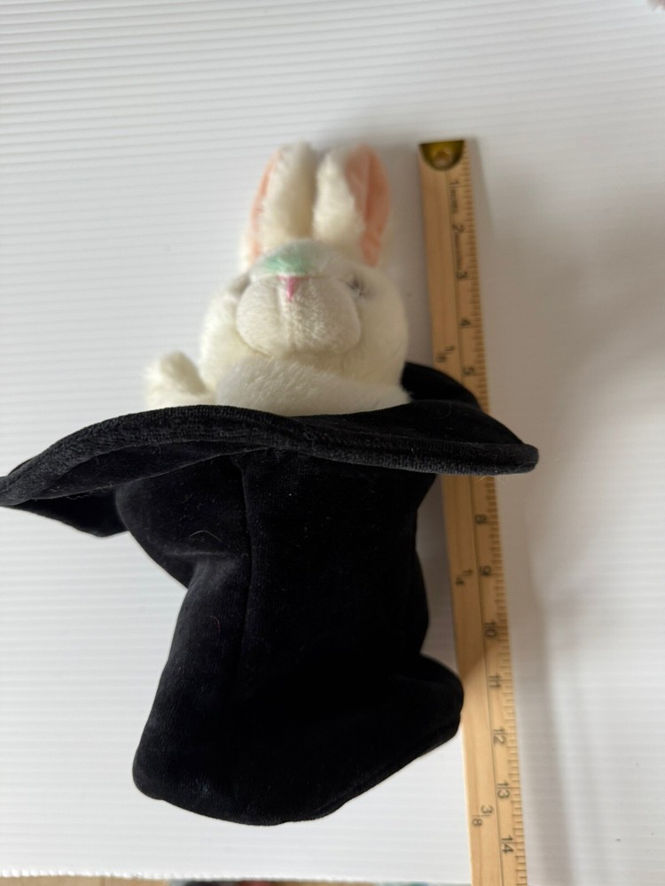 Folkmanis White Rabbit In Black Hat Hand Puppet Peekaboo