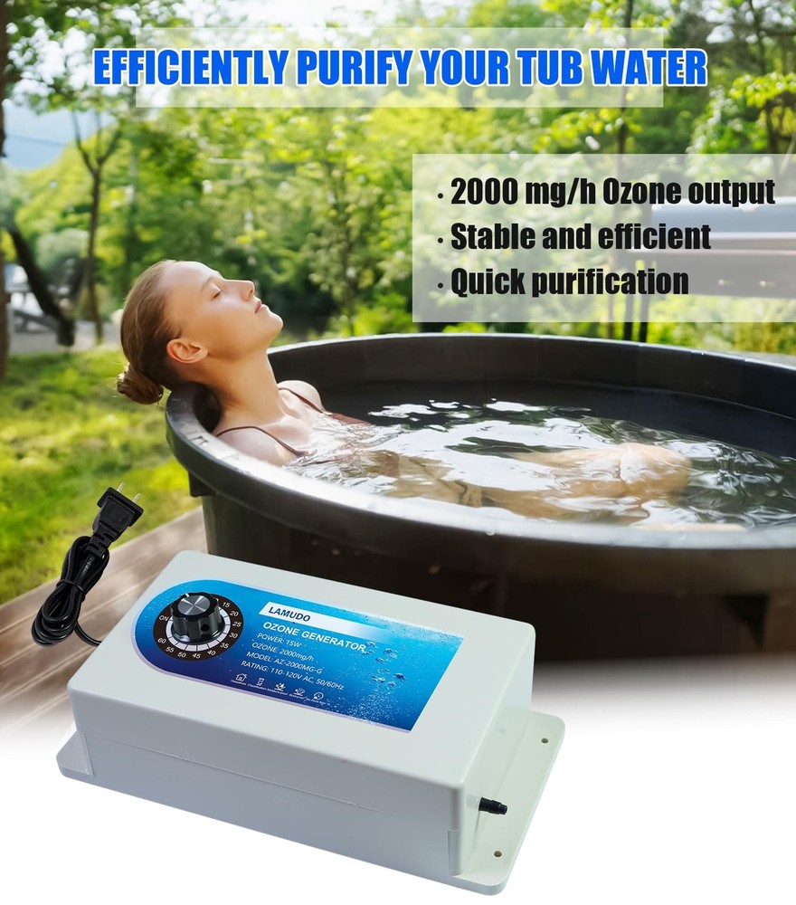 Lamudo Ozone Generator with Timer for Cold Plunge 2000mg Timer, Black