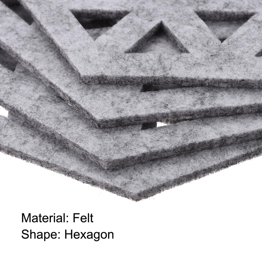 Felt Coasters 4pcs Hexagonal Coasters Coasters, Light Grey