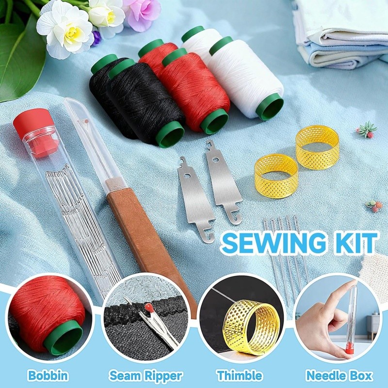 37PCS 2Set Sewing Tool Set,Needles Thread Hand Repair Tools,Portable Sewing Kit