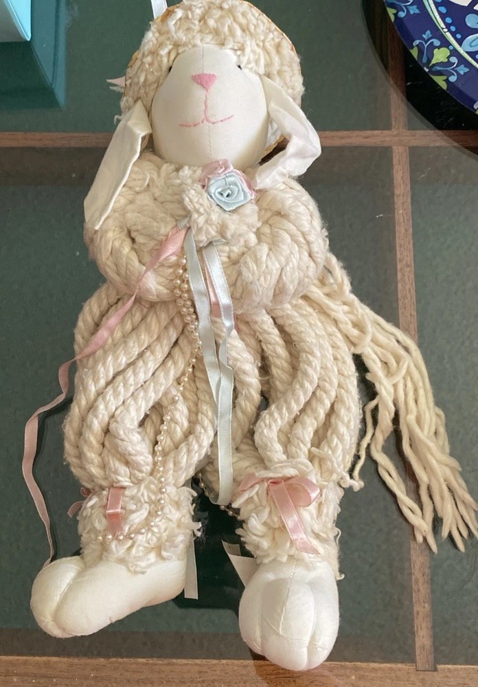 Rope Bunny Rabbit Easter Basket Straw Hat Damaged