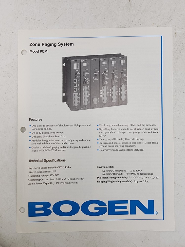 Bogen PCM-2000 Zone Paging System Modules ZPM CPU Box AS IS