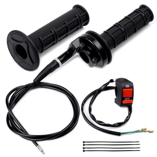 7/8" 22mm Twist Throttle Accelerator Soft Rubble Handle Grip Cable kit for Red