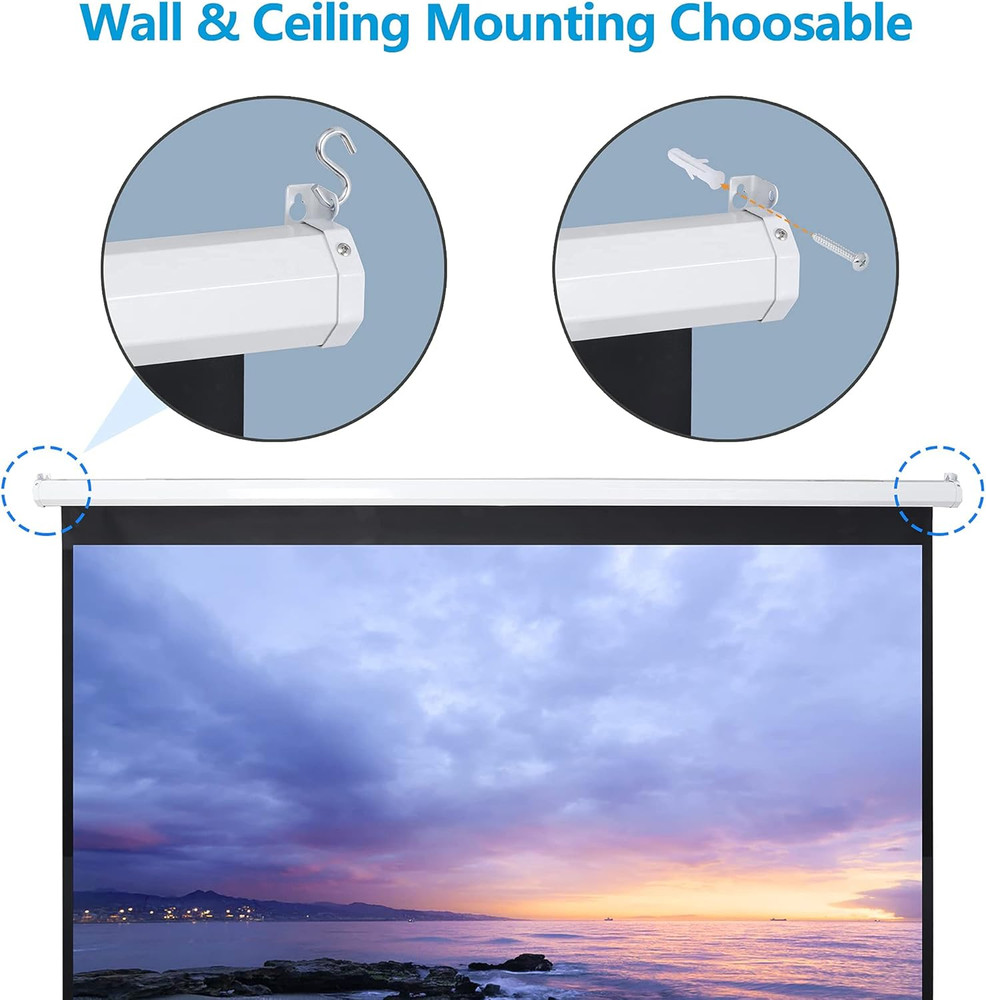 120'' Projector Screen Manual Pull Down, 1:1 Indoor Outdoor Projection Screen Mo