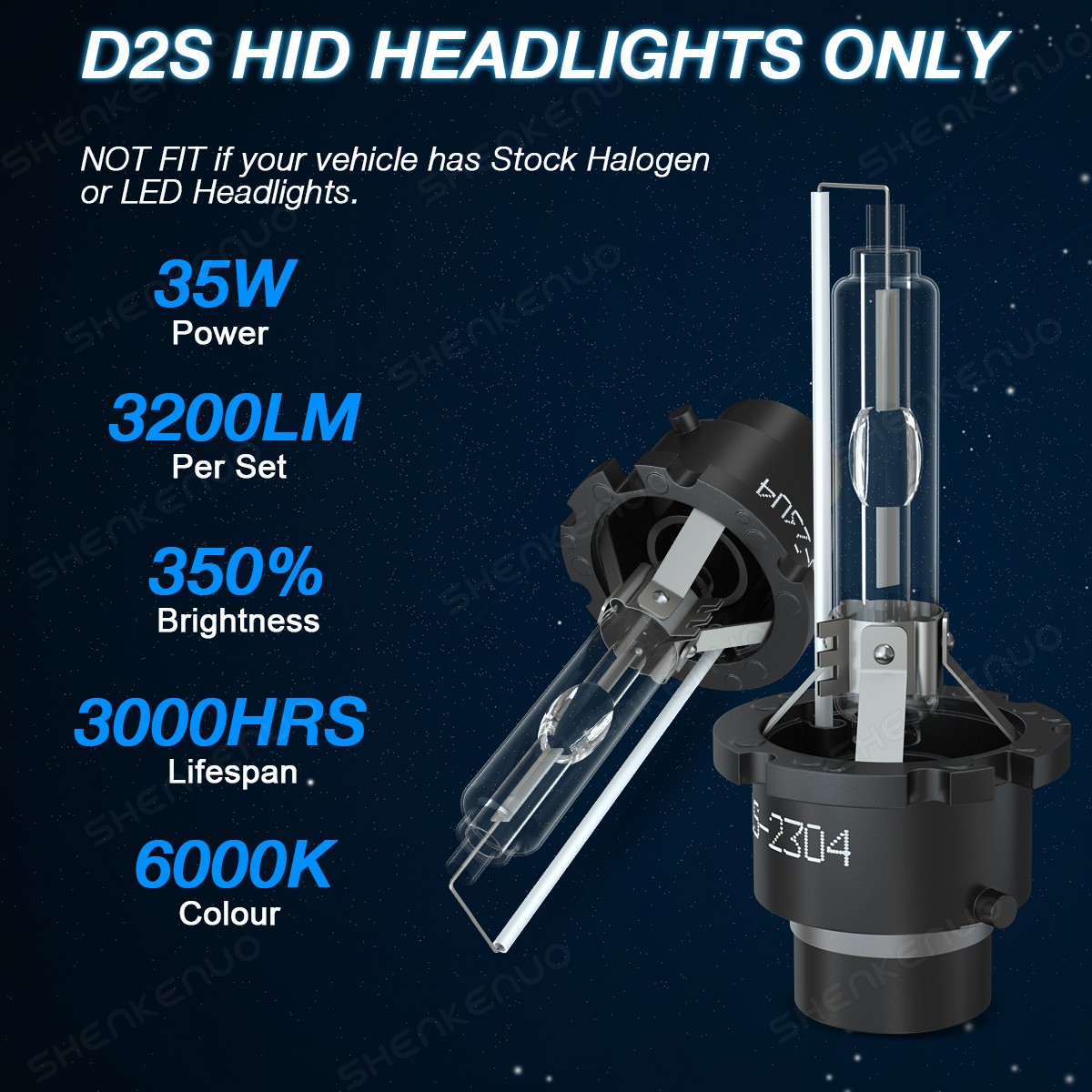 2X D2S D2R LED Headlight Bulb Replace HID Xenon Super White 6000K Conversion Kit