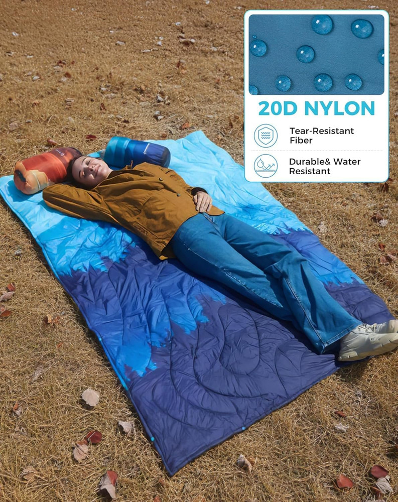 Ultralight Camping Blanket, Packable down Alternative Puffy Printed Wearable Bla