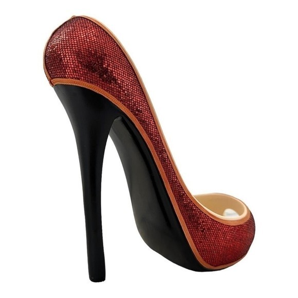 Wild Eye Designs Orange Sequin High Heel Wine Bottle Holder Shoe Display