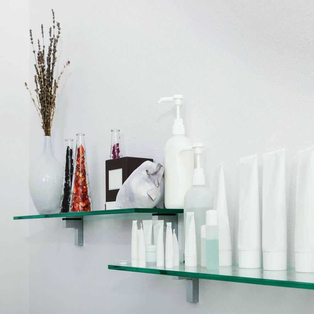 Rectangle Floating Glass Shelf - 6" ,8", 10", 12" depth | By Dulles Glass
