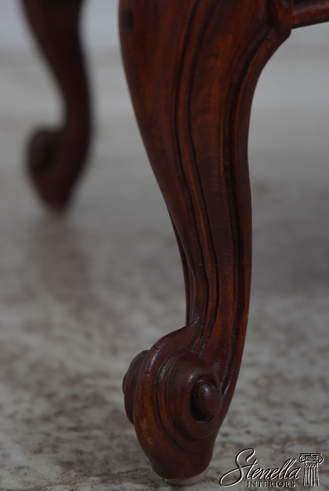 70447: Vintage Country French Mahogany Upholstered Footstool