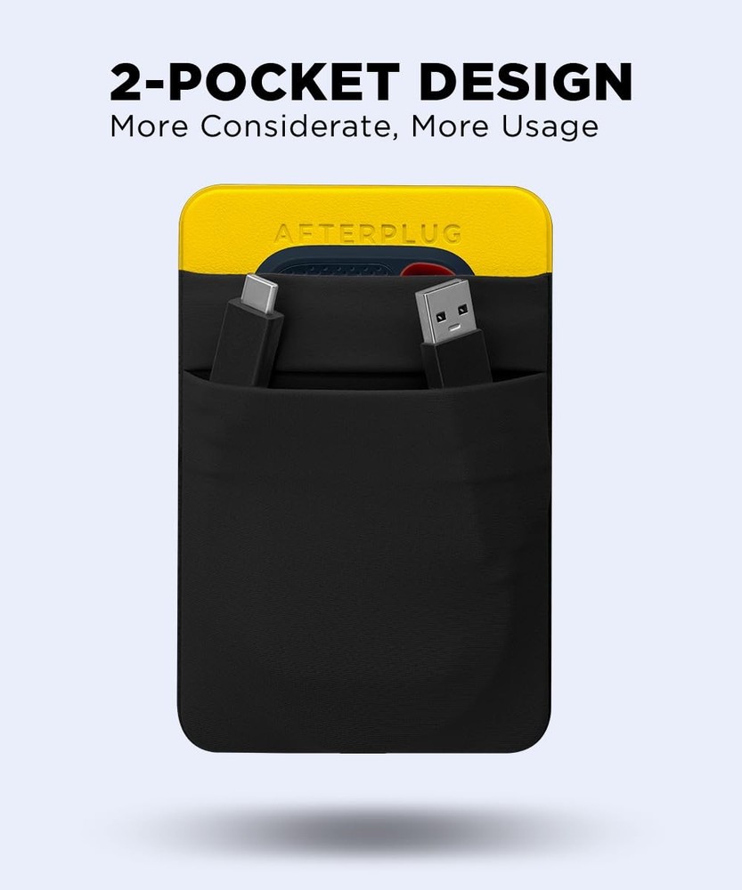 2-Pocket Adhesive Storage Pouch Laptop Accessory Organizer for SSD Magic Mous...