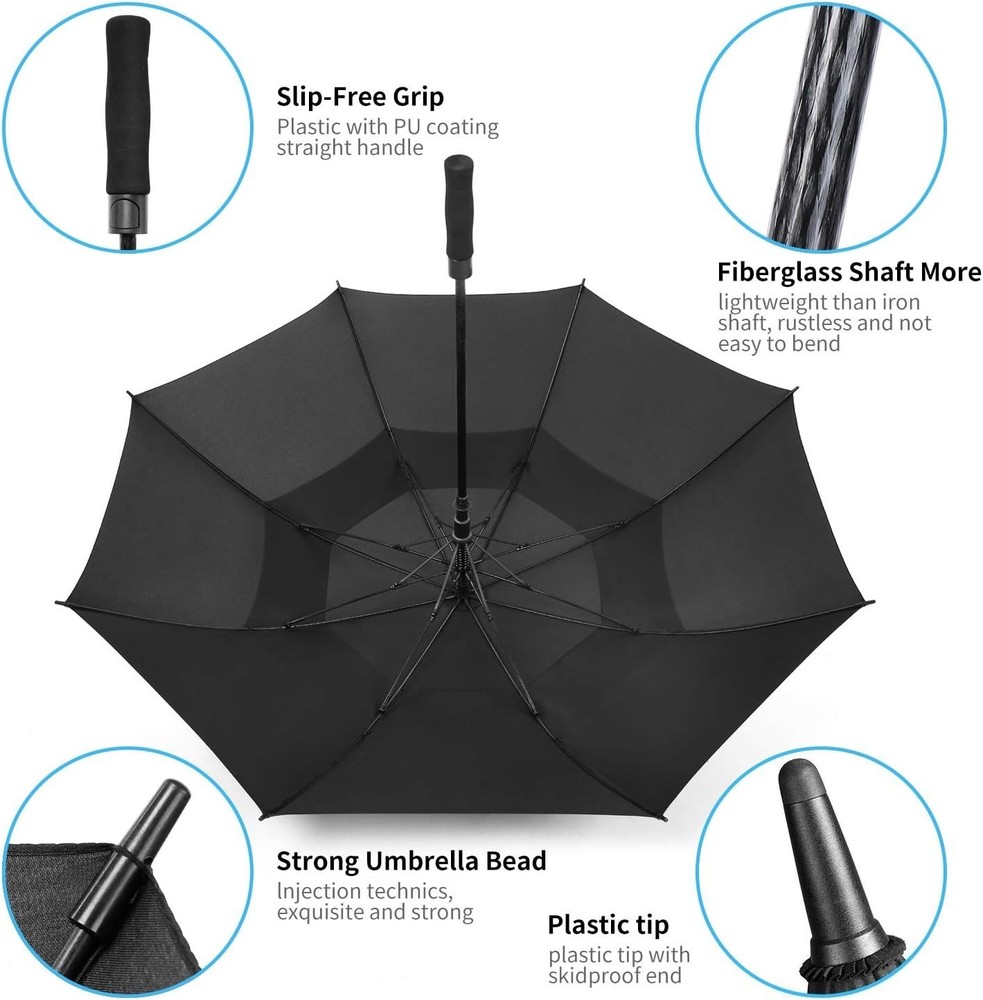 Extra Large Golf Umbrella, 62 Inch, Windproof & Waterproof
