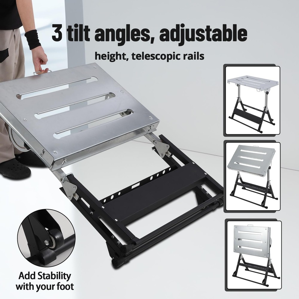 3 SIZES Steel Workbench Top Portable Welding Table W/Adjustable Angle & Height
