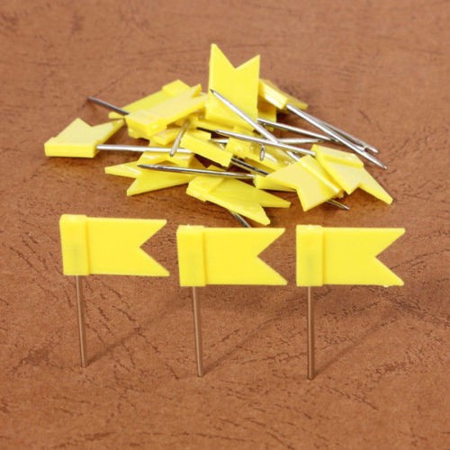 100PCS Flag Marker Shape Map Pins Cork Notice Board Push Assorted Office&Home F