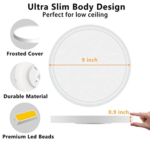2PACK LED Flush Mount Ceiling Light Fixture, 9inch Modern LED Ceiling 2Pack