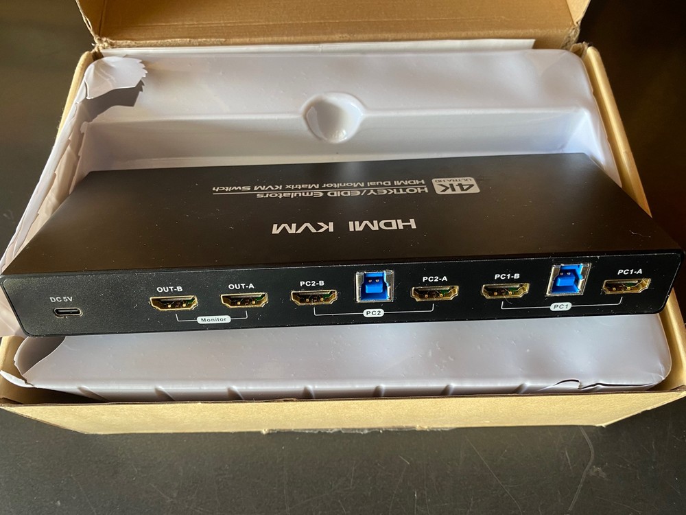 HDMI kvm Switch 2 Monitors 2 Computers edid Emulator 2k 144hz Extended Display