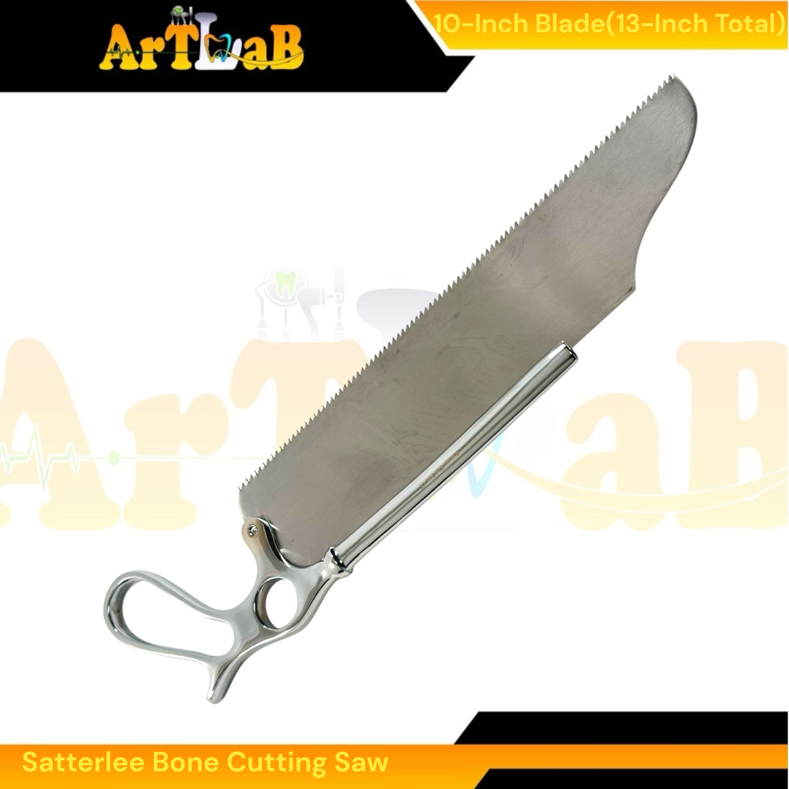 1 Each Satterlee Bone Cutting Saw 13"-10" Blade-Single Handle-Stainless Steel