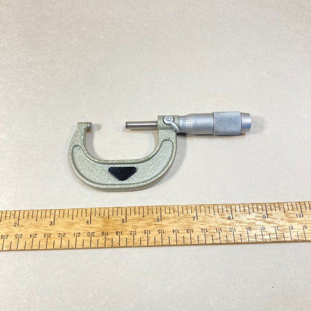Vintage 1"-2" Outside Micrometer .0001" Solid Frame Carbide Tip