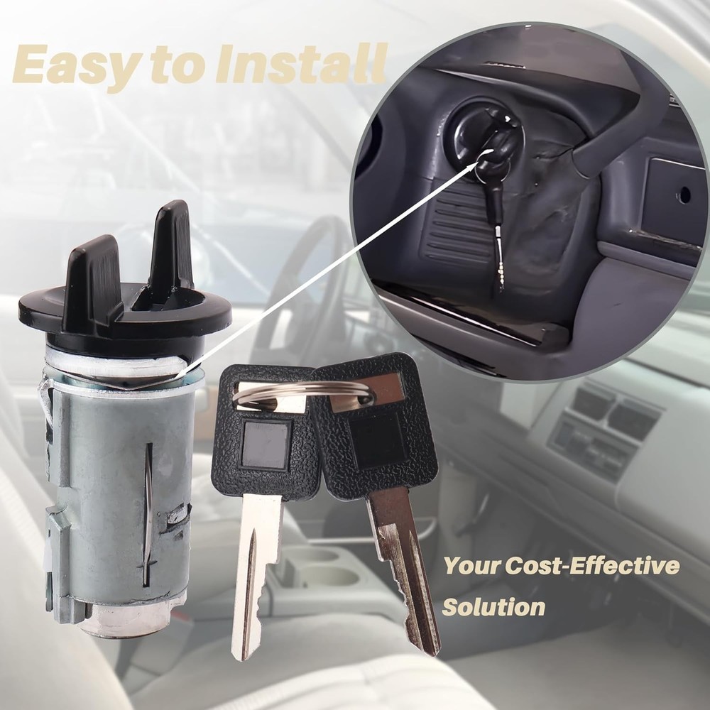 Ignition Switch Lock Cylinder & Door Lock Cylinder Set Compatible with Chevy GMC
