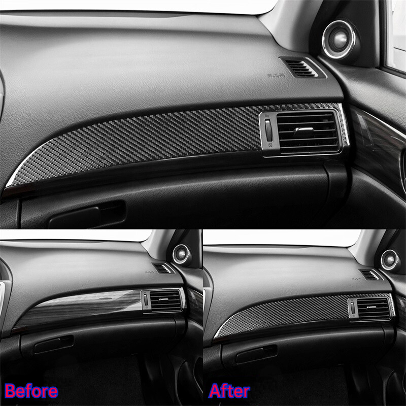 2Pc Real Carbon Fiber Co-pilot Console Panel Cover Trim For 2013-17 Honda Accord