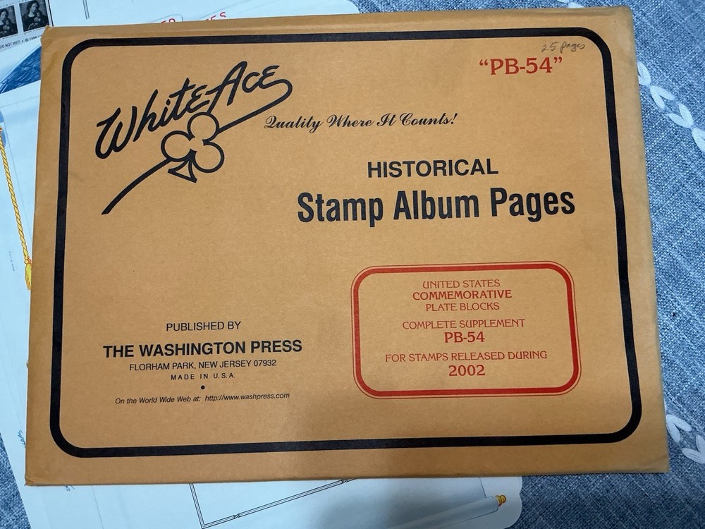 2002 White Ace Commemorative Plate Block Stamp Album Supplement PB54 * NEW *