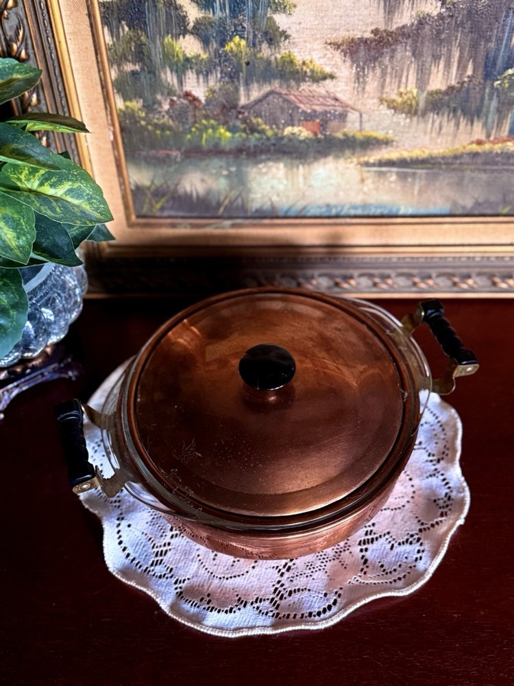 Vintage Coppercraft Guild Chafing Dish w/ Pyrex Insert MCM Server