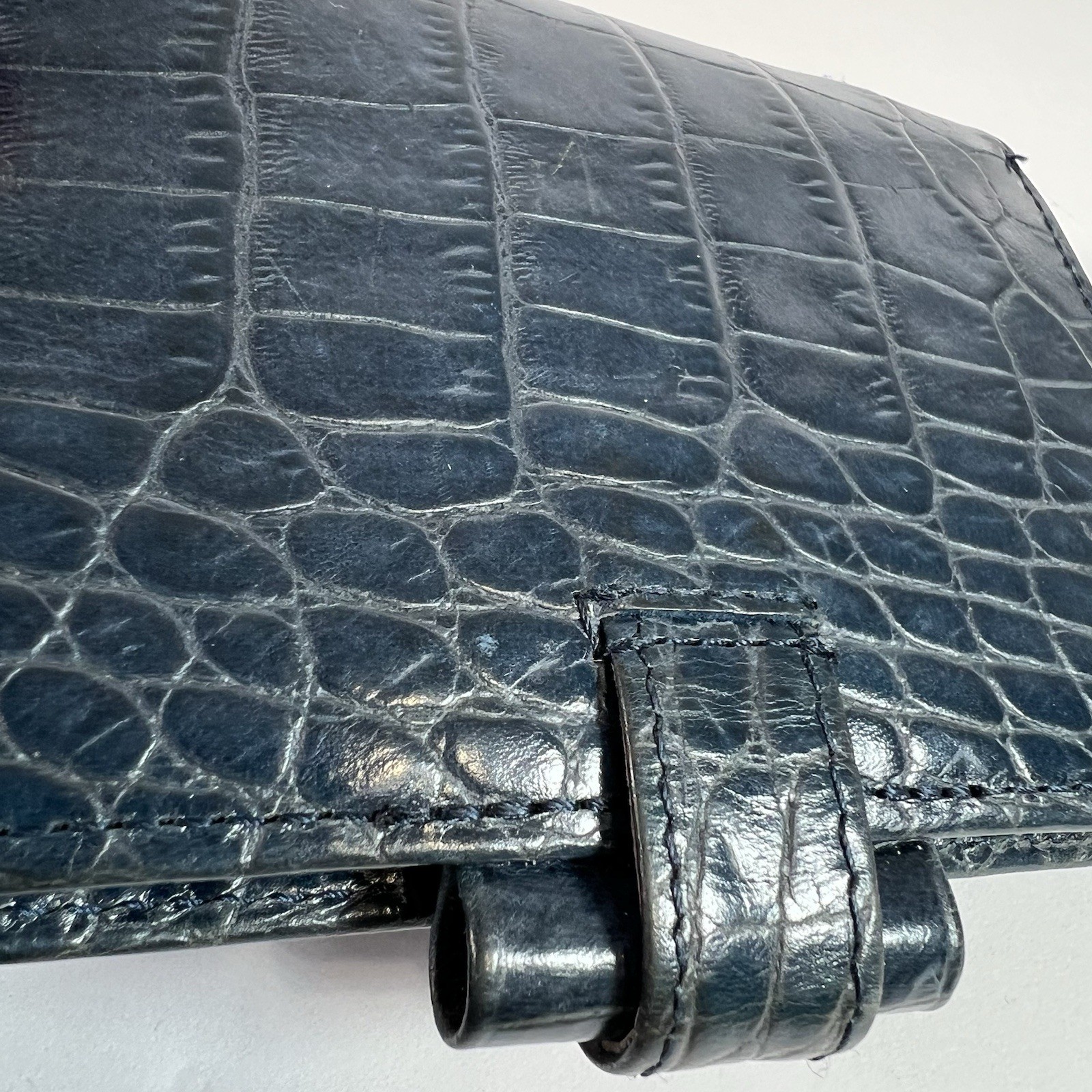 Vintage Filofax Ascot Mini Ring Croc Embossed LeatherPlanner USA Made