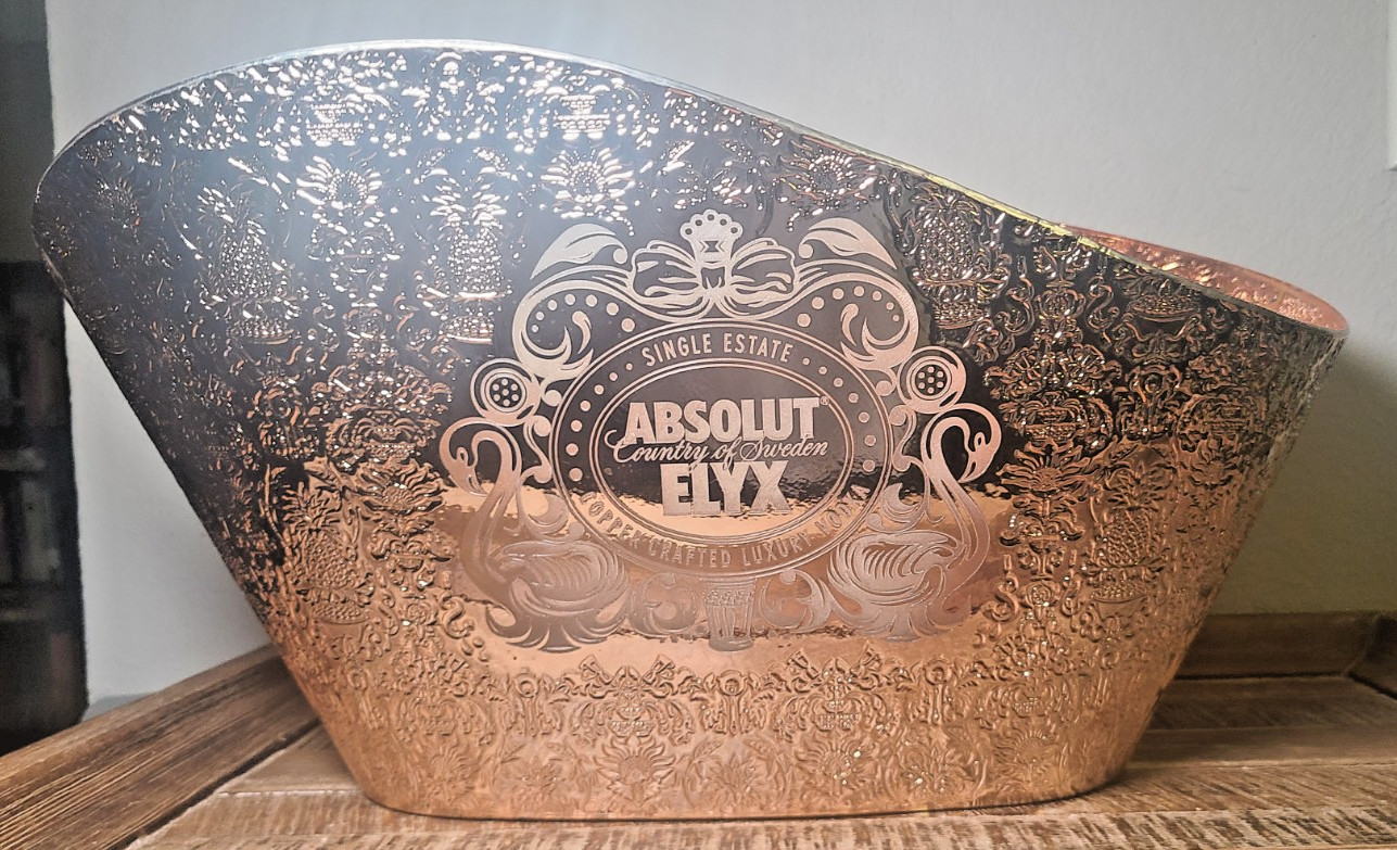 ABSOLUT ELYX Demask Copper Plastic LED White Illuminated Display Ice Bucket