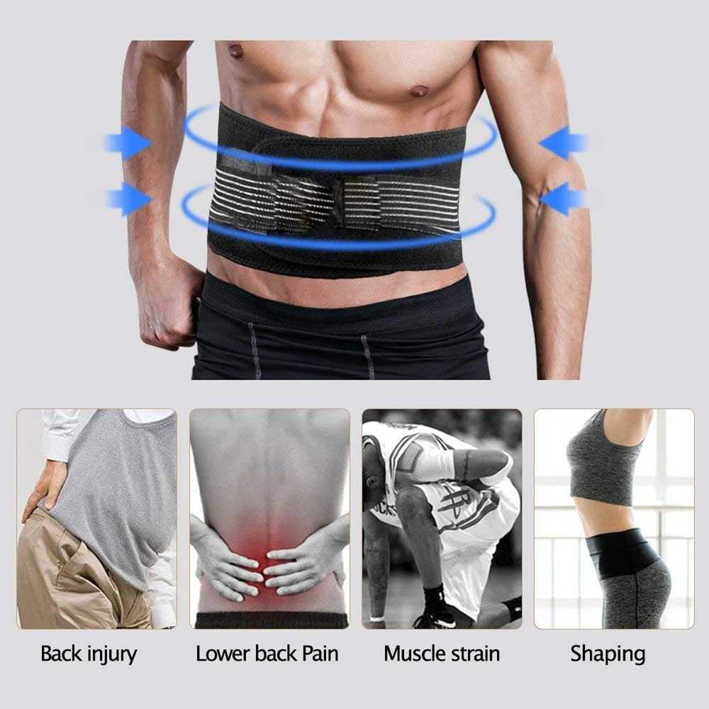 Deluxe Neoprene Double Pull Lumbar Lower Back Support Brace Exercise Belt Wai...