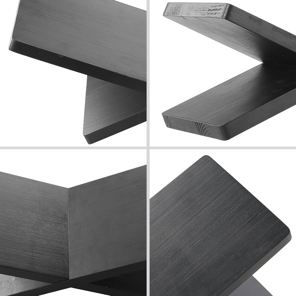 Book Stand for Reading - Solid Wood Holder Open and Closed Black