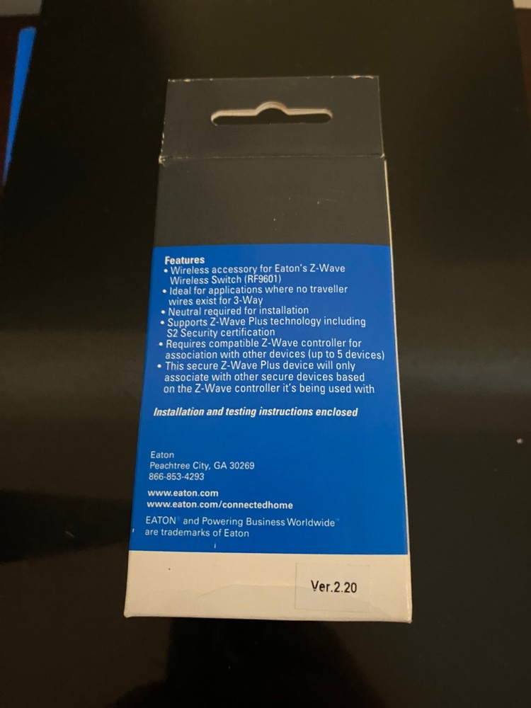NEW EATON RF9617DLA Z-Wave Plus WIRELESS Accessory Switch, Light Almond
