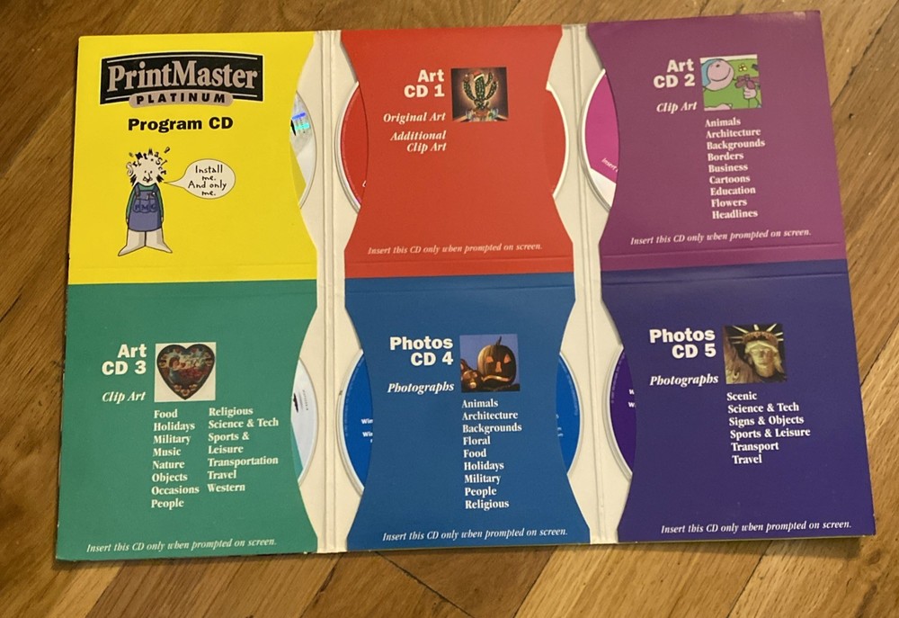 PrintMaster Platinum Program 6-CD Set Templates, Graphics & Tools Mindscape