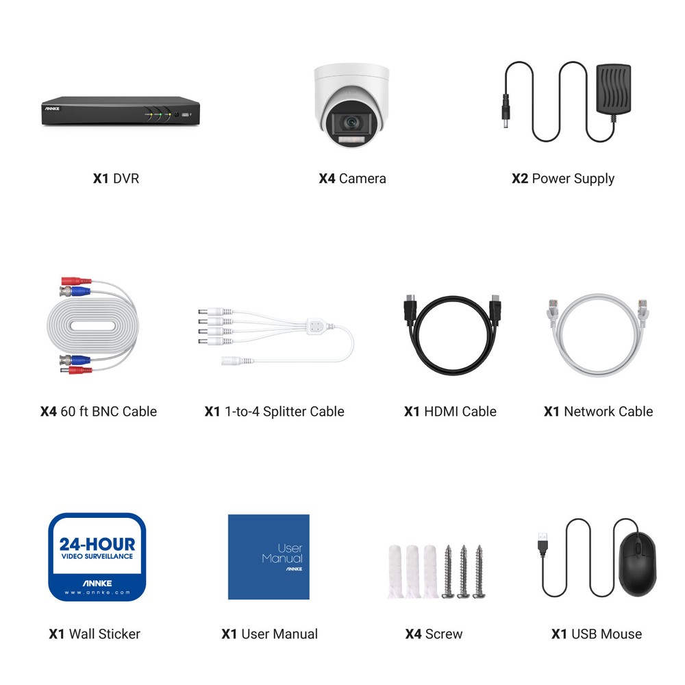 ANNKE 8CH 4K DVR 5MP Audio Recording Security Camera System Human Detection IP67