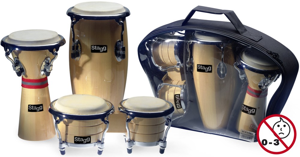 SMALL MINI LATIN & AFRICAN DRUM PERCUSSION PACKAGE, CONGA, DJEMBE, BONGO SET