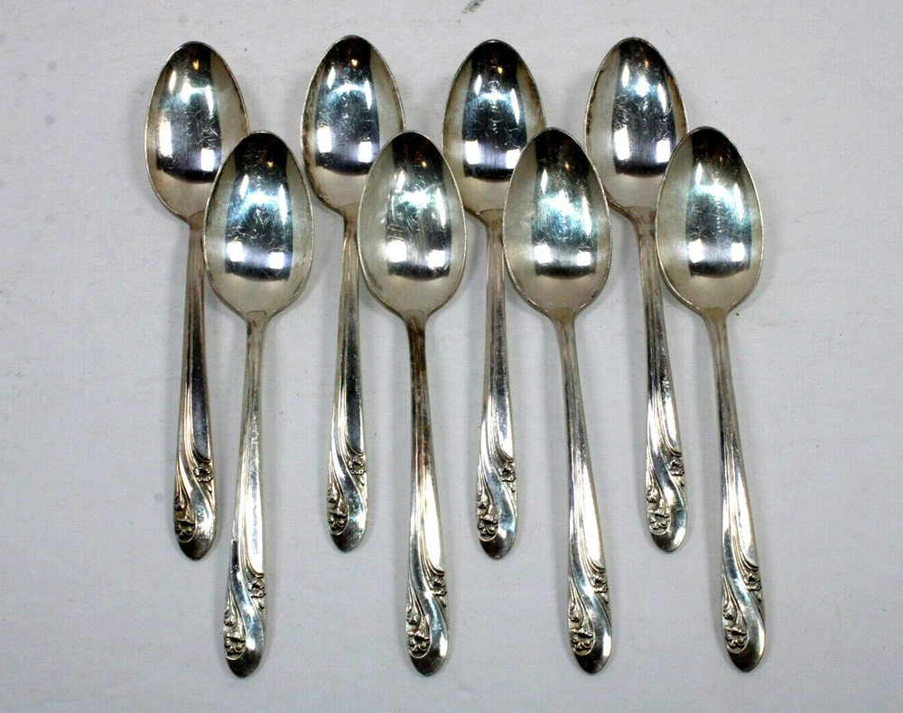 Holmes & Edwards 8 Teaspoons 1952 Romance IS Silverplate