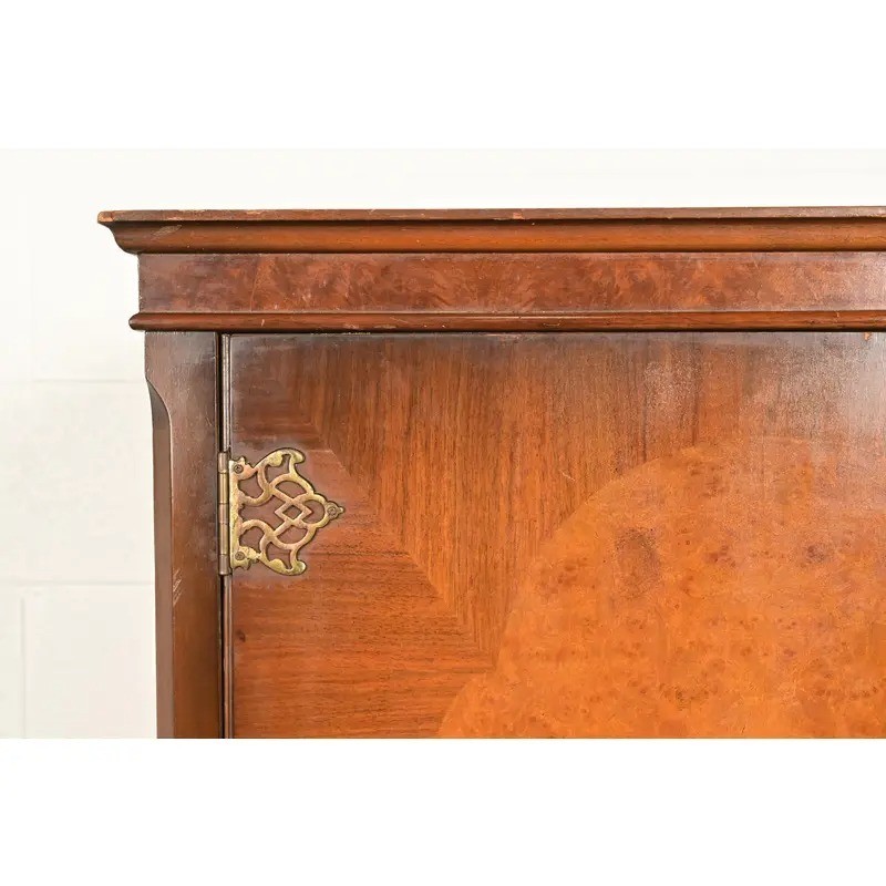 Antique Art Deco Burl Wood Armoire Dresser or Gentleman's Chest, Circa 1930s