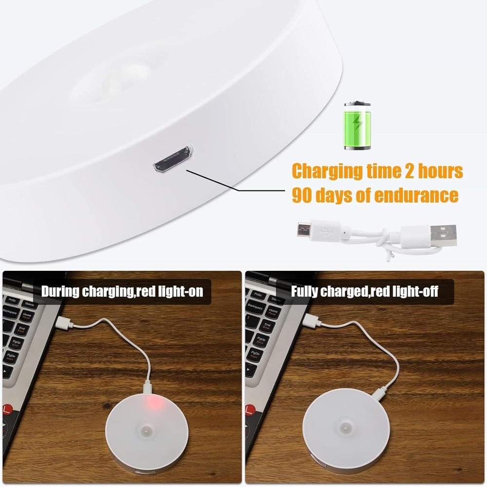 Upgraded Motion Sensor Light, 8 LEDs, 3 Pack Rechargeable, 3 Pack, Cold White