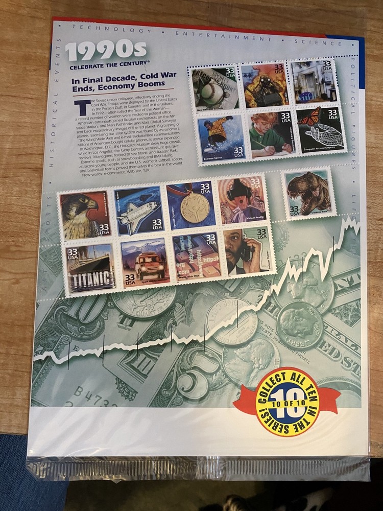 9 celebrate the century stamp sets with super hero stamp album and 3-D glasses