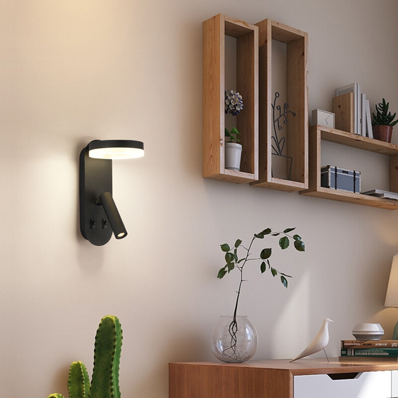 LED Wall Mounted Light Fixture Adjustable Spotlight Bedside Reading Lamp Switch