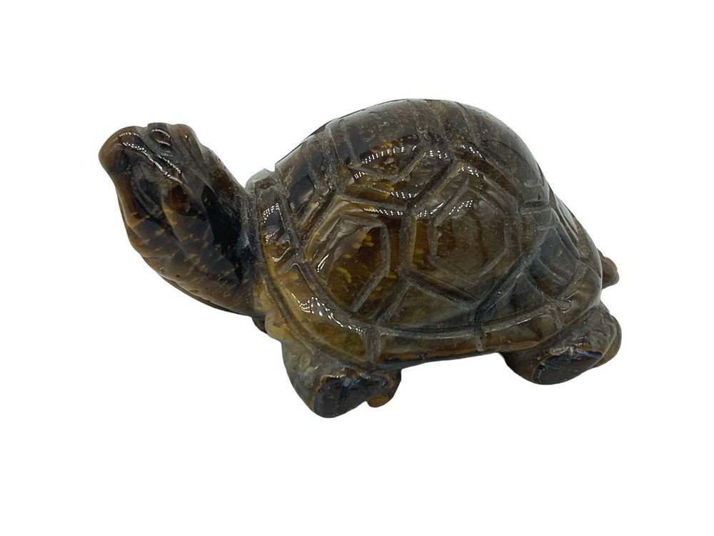 Stone Turtle Figurine Tortoise Shell Miniature Brown Abstract Art