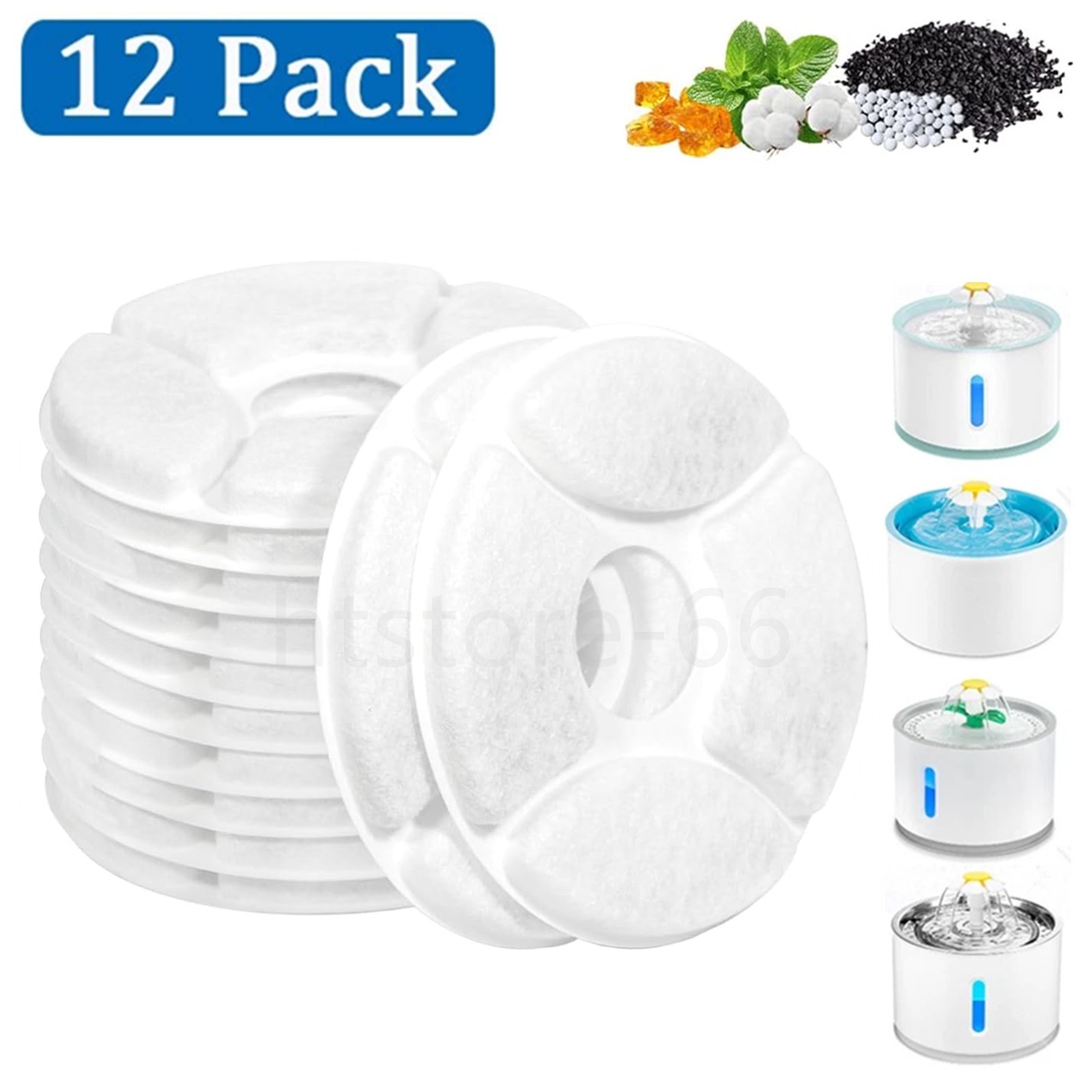 12PCS Cat Water Fountain Filters Pet Fountain Filters Replacement Only