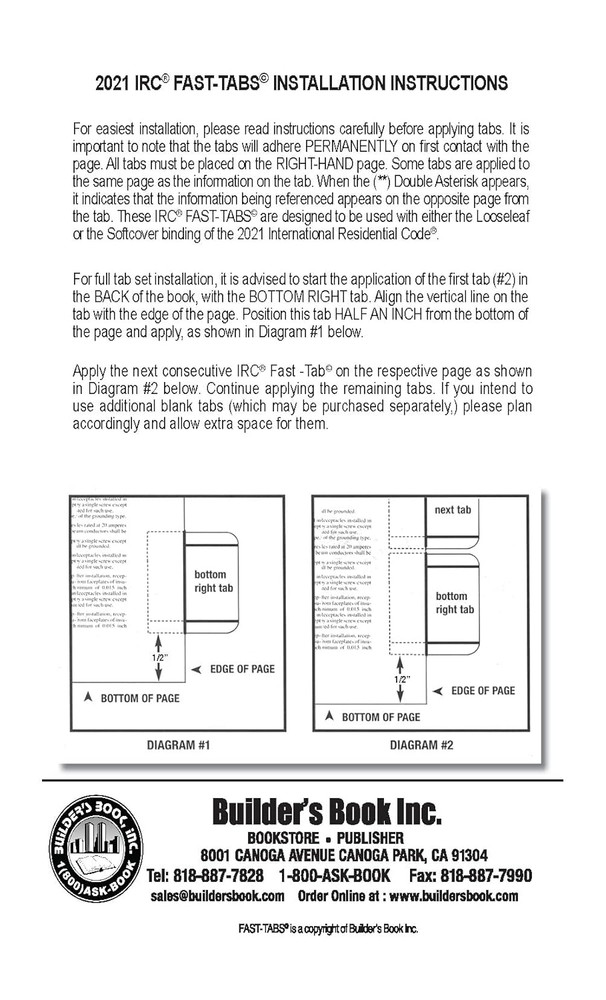 2021 International Residential Code (IRC) Fast Tabs