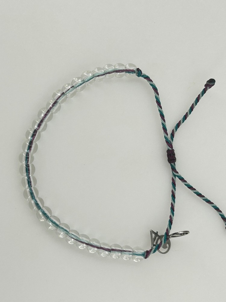4Ocean Beaded Adjustable Cord Bracelet Silver Tone Charm