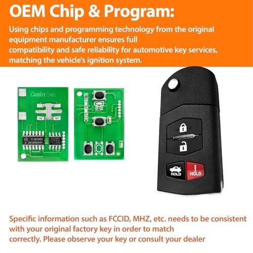 Keyless Key Fob Remote Control Replacement for 2004 - 2011 Mazda 3 6 Hatchback