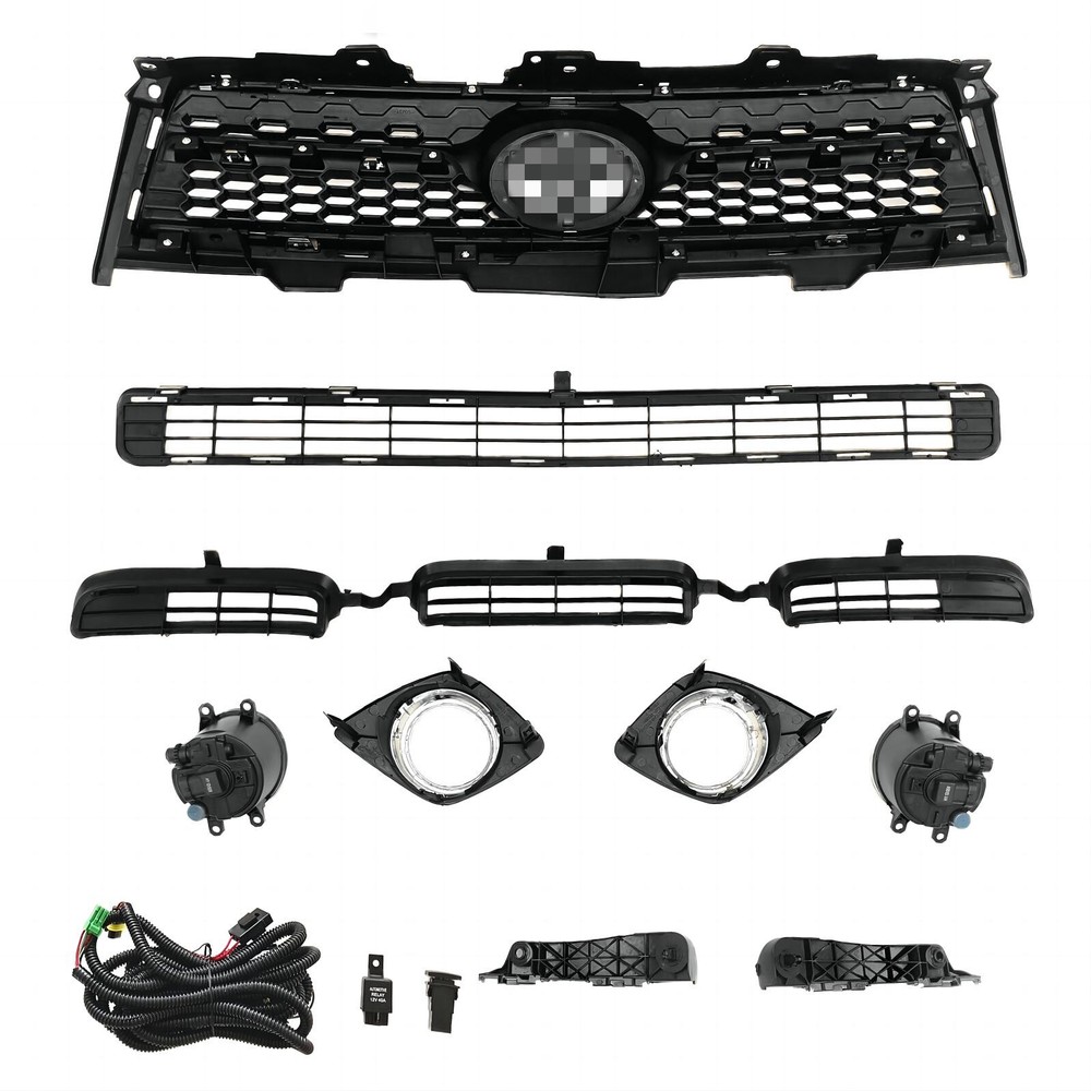 For RAV4 Sport 2009-2012 Bumper Upper Lower Grille + Fog light Kit +2 Brackets