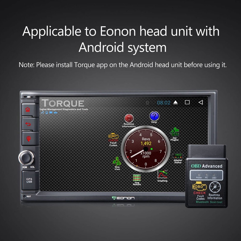 ELM327 Bluetooth OBD2 Scanner Adapter, Wireless Diagnostic Code Reader OBD II