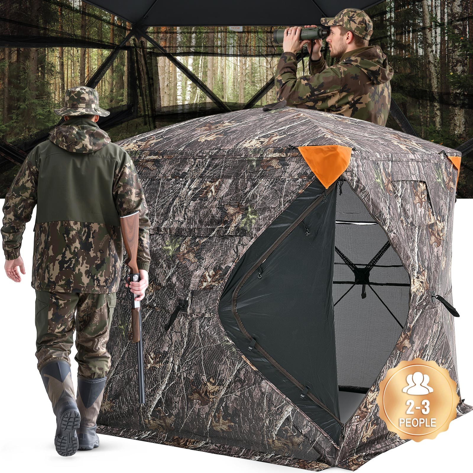 Uimoso Hunting Blind 270° See Through Ground Blind One-Way Mesh for 2-3 Person
