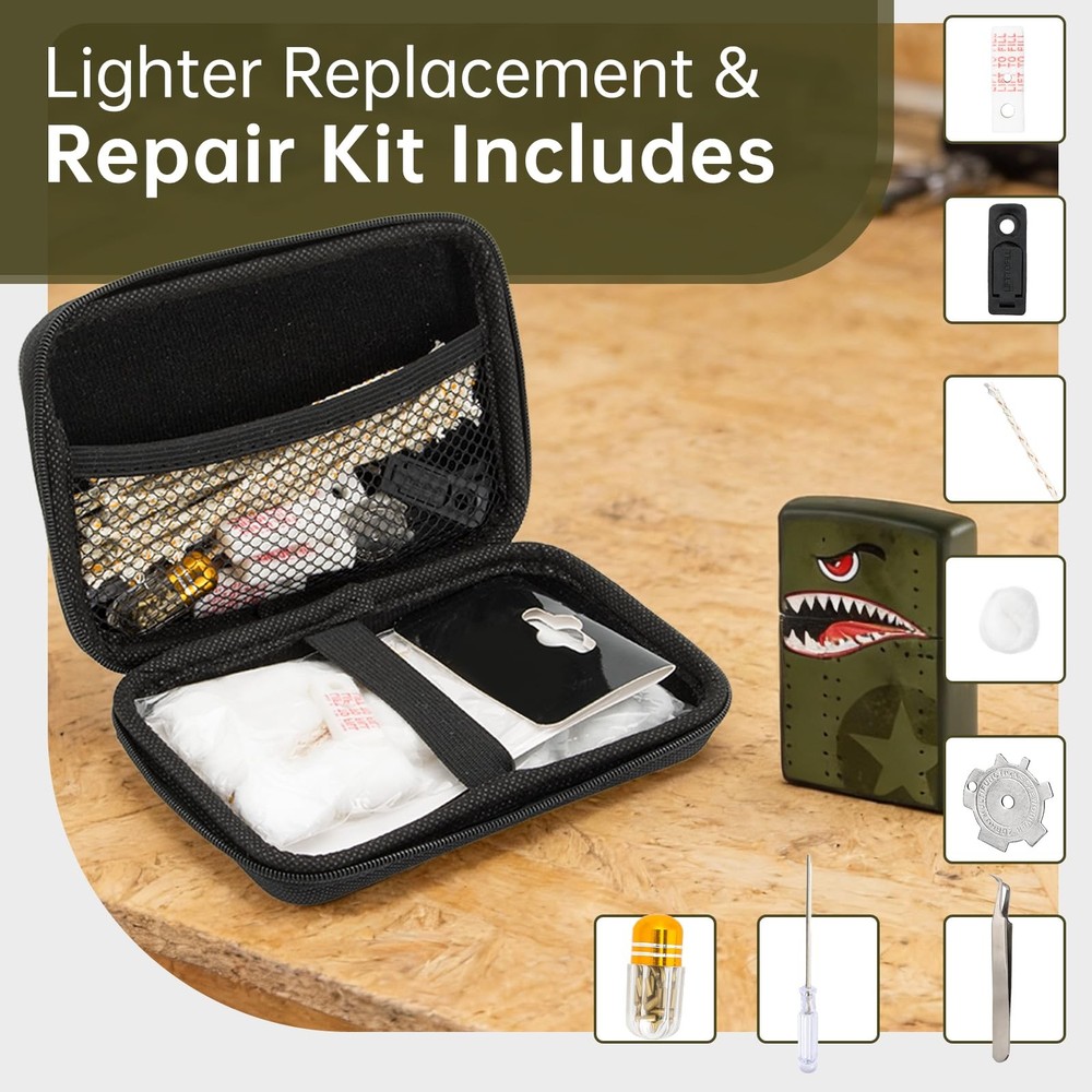 Repair Kit For Zippo Replacement Parts Includes Cotton Flint Wick Pad Tool
