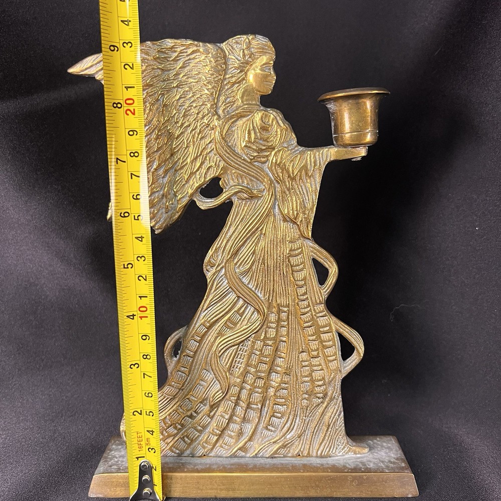 Solid Brass Angel Candle Candlestick Holder, Double Sided, 9-inch